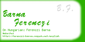 barna ferenczi business card